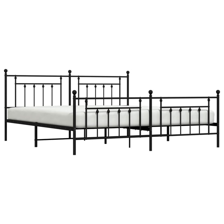 sengeramme med sengegavl og fodgærde 200x200 cm metal sort