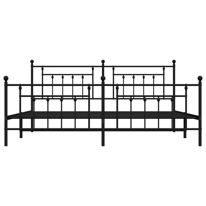 sengeramme med sengegavl og fodgærde 200x200 cm metal sort