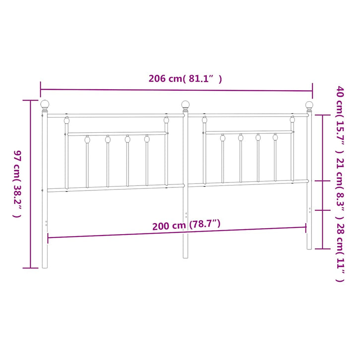 udskiftningsgavl 200 cm metal sort