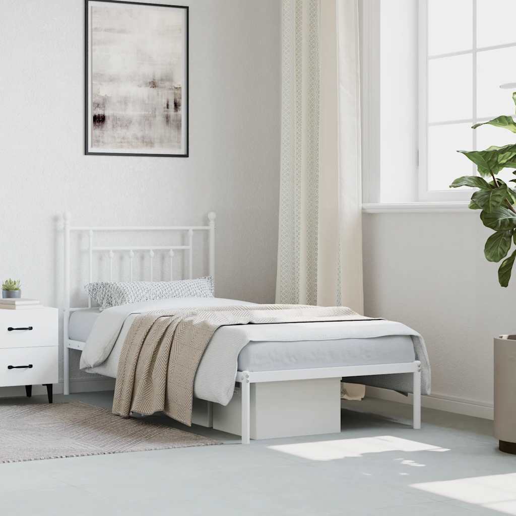 sengeramme med sengegavl 90x190 cm metal hvid