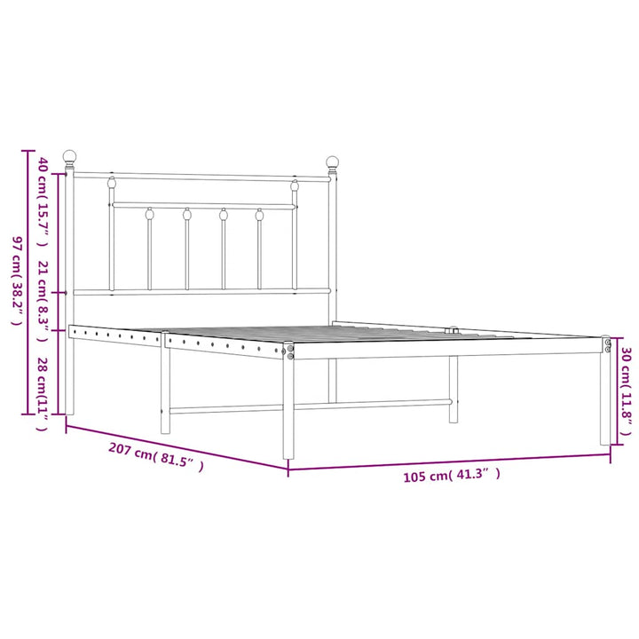 sengeramme med sengegavl 100x200 cm metal hvid