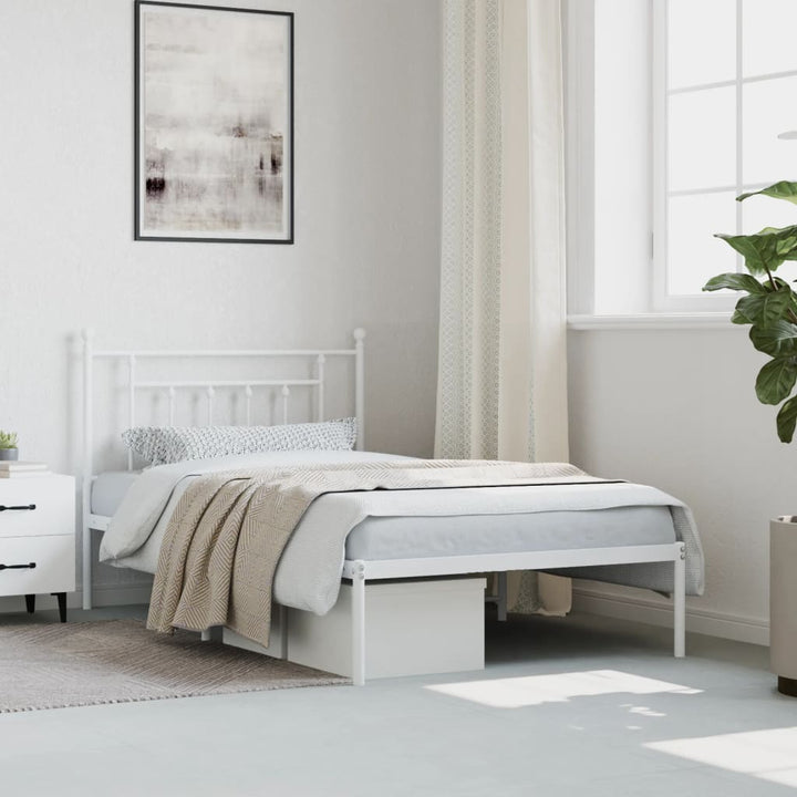 sengeramme med sengegavl 107x203 cm metal hvid