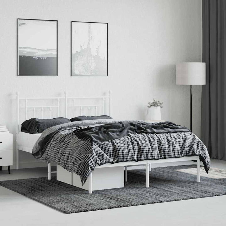 sengeramme med sengegavl 140x200 cm metal hvid