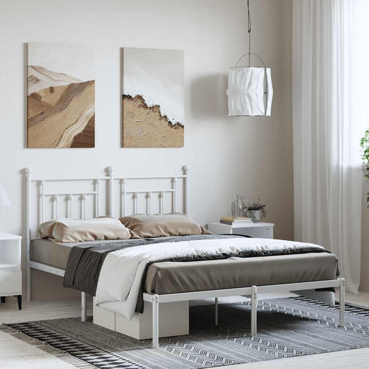 sengeramme med sengegavl 150x200 cm metal hvid