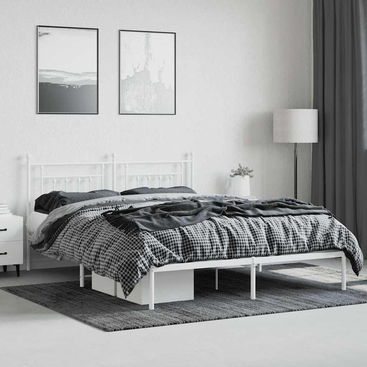 sengeramme med sengegavl 180x200 cm metal hvid