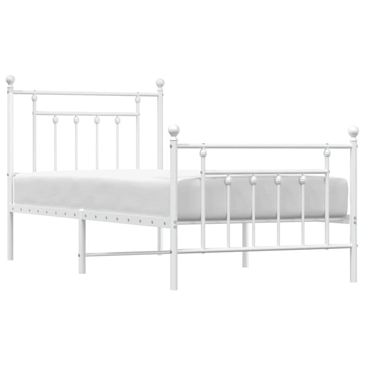 sengeramme med sengegavl og fodgærde 90x190 cm metal hvid