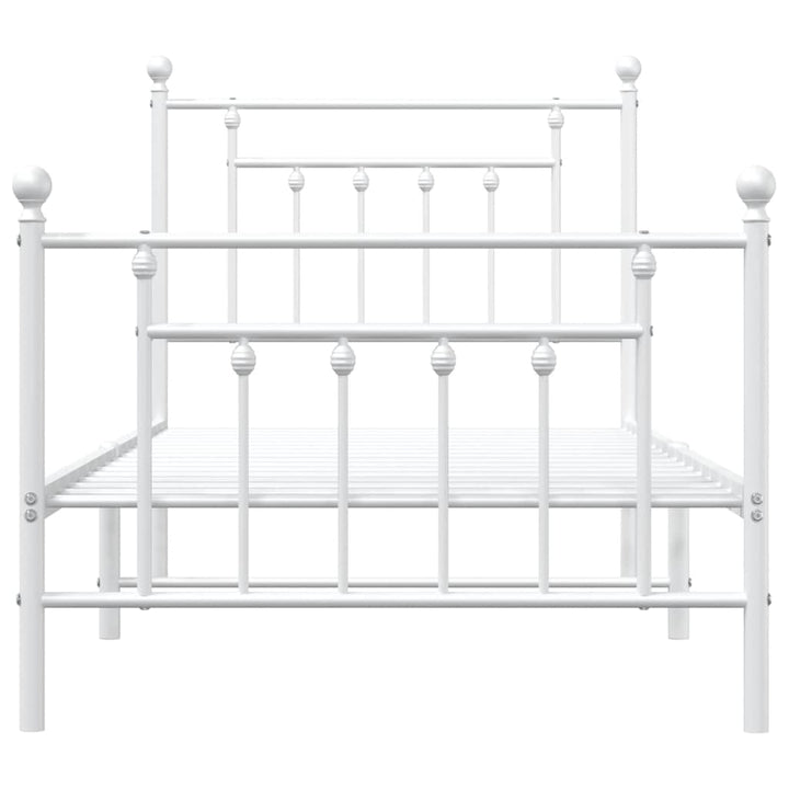 sengeramme med sengegavl og fodgærde 90x190 cm metal hvid