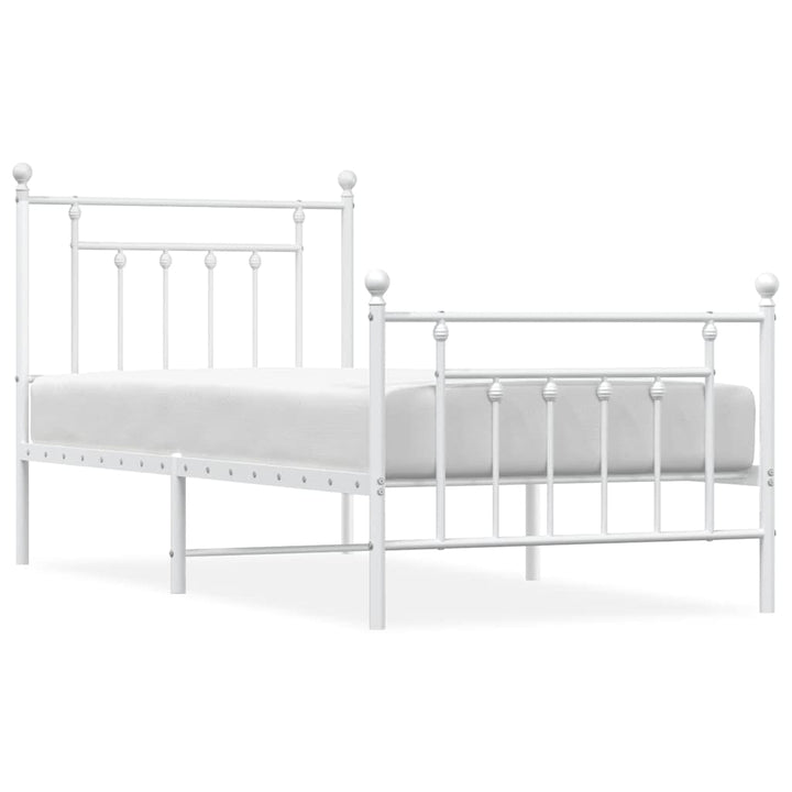 sengeramme med sengegavl og fodgærde 90x200 cm metal hvid