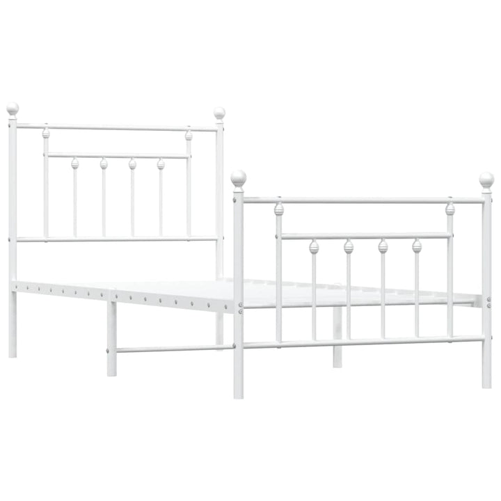 sengeramme med sengegavl og fodgærde 90x200 cm metal hvid