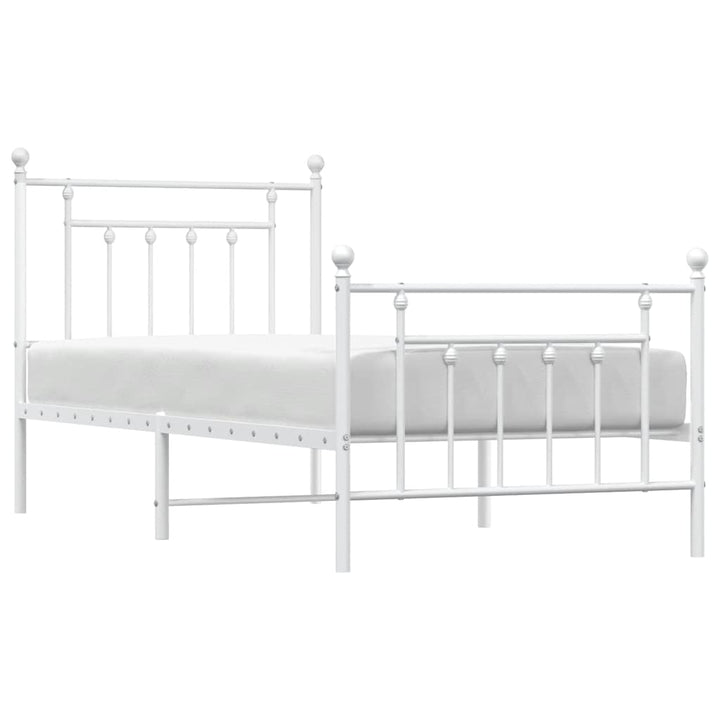 sengeramme med sengegavl og fodgærde 90x200 cm metal hvid