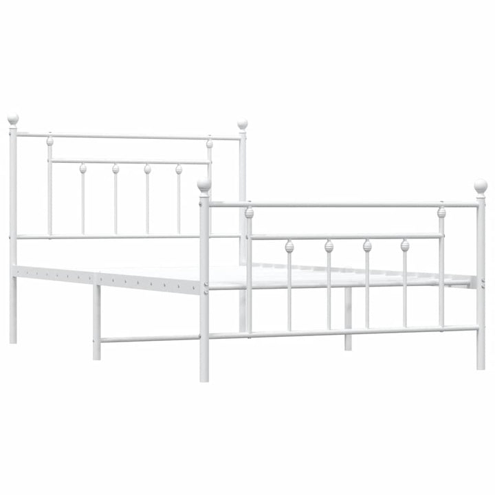 sengeramme med sengegavl og fodgærde 100x200 cm metal hvid