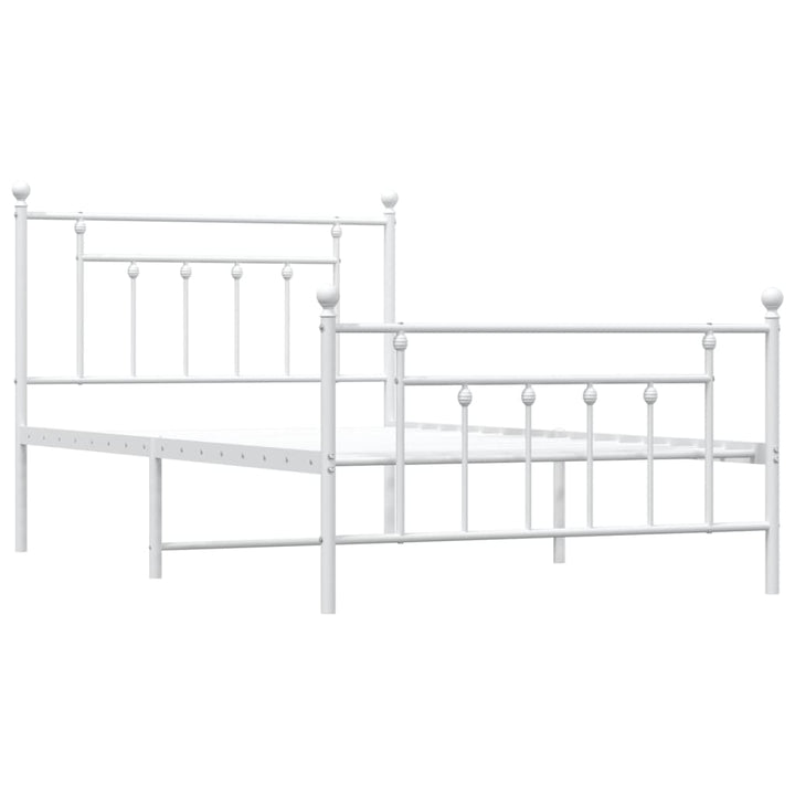 sengeramme med sengegavl og fodgærde 100x200 cm metal hvid