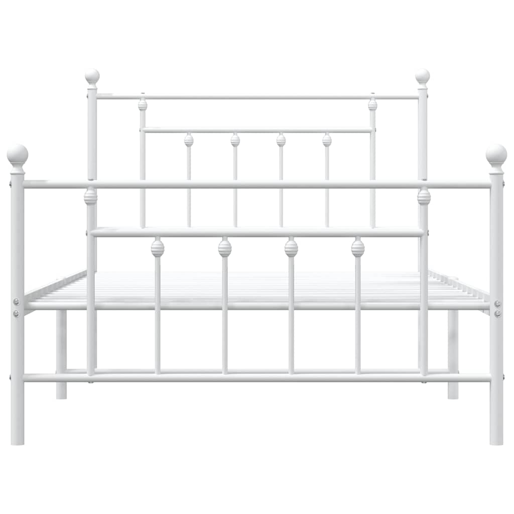 sengeramme med sengegavl og fodgærde 100x200 cm metal hvid