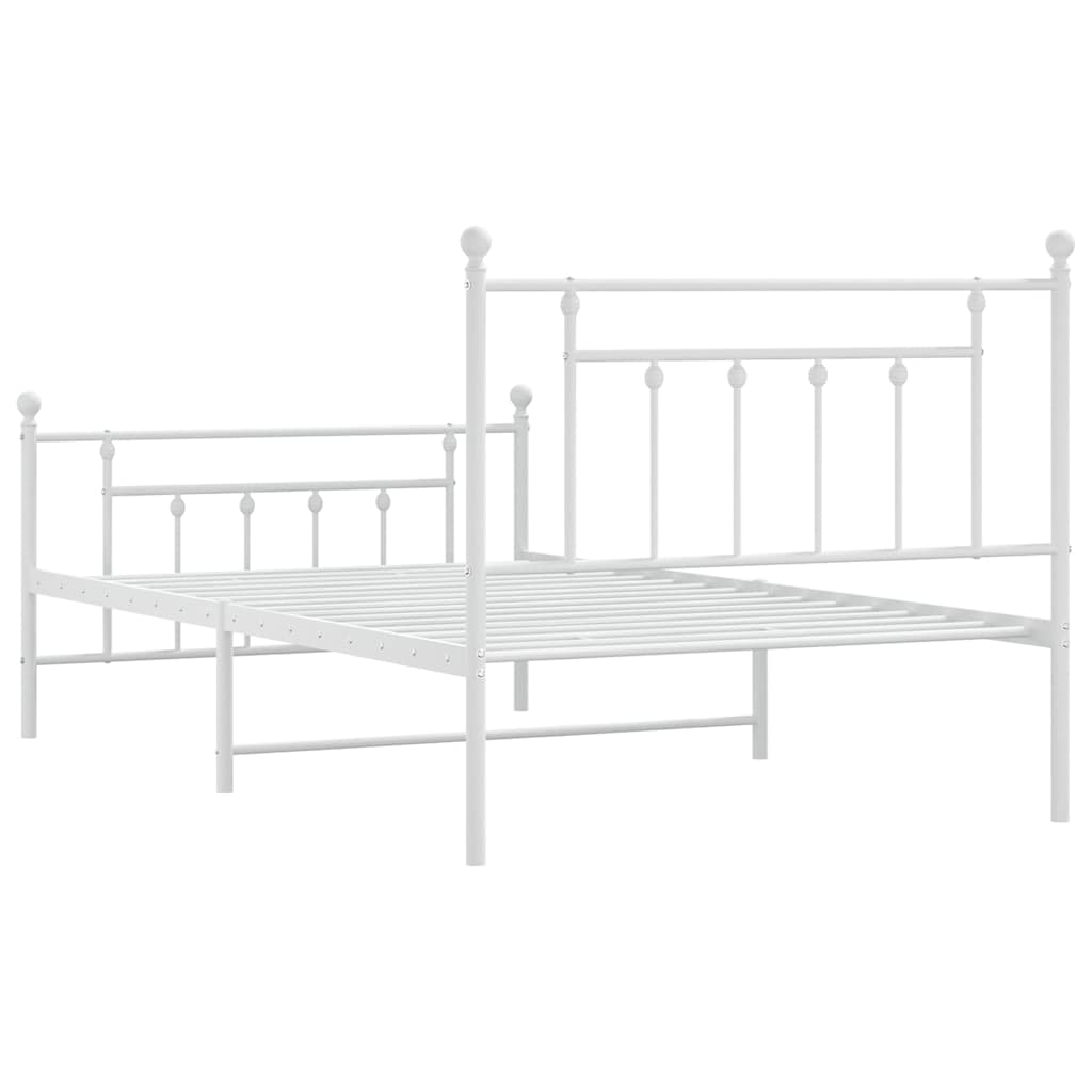 sengeramme med sengegavl og fodgærde 100x200 cm metal hvid