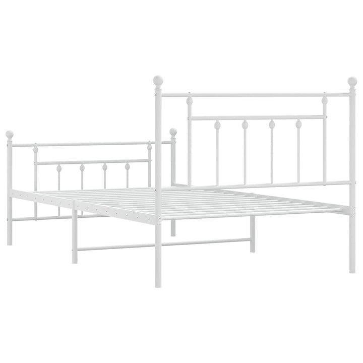 sengeramme med sengegavl og fodgærde 100x200 cm metal hvid