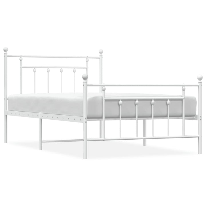 sengeramme med sengegavl og fodgærde 107x203 cm metal hvid