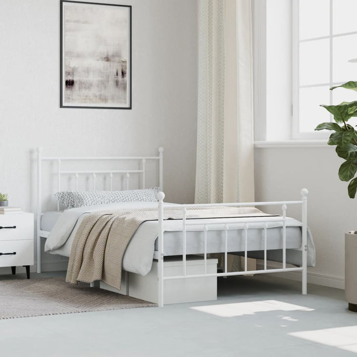 sengeramme med sengegavl og fodgærde 107x203 cm metal hvid