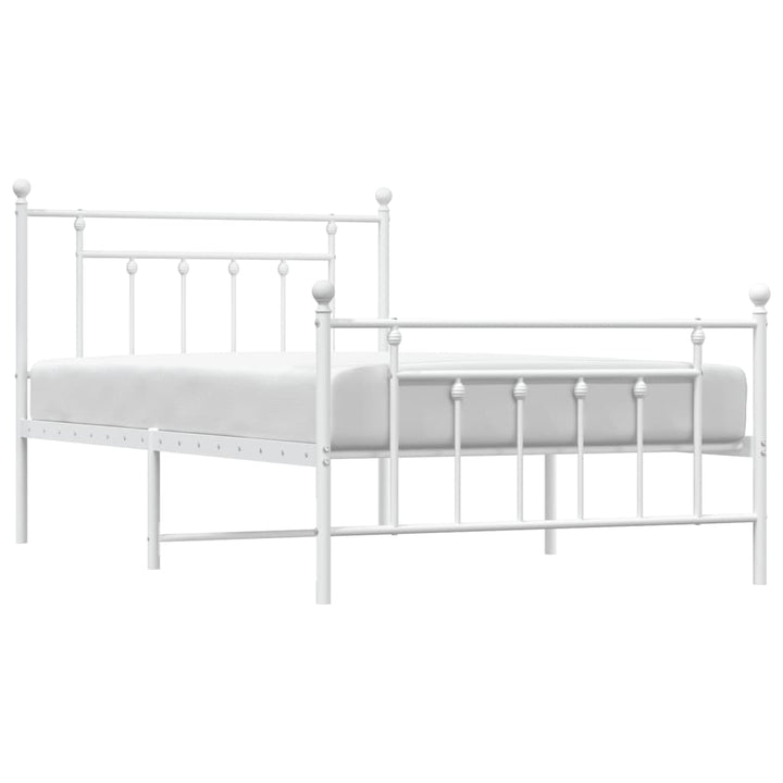 sengeramme med sengegavl og fodgærde 107x203 cm metal hvid