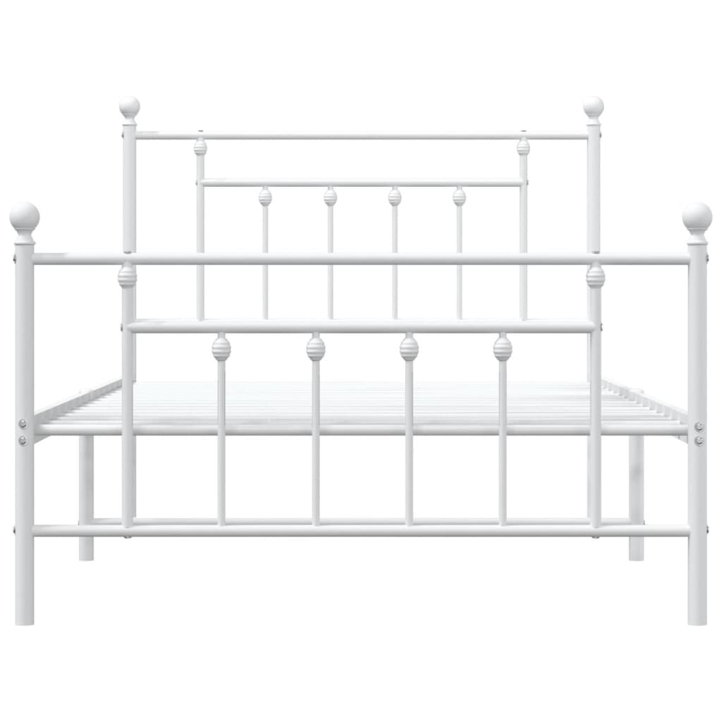 sengeramme med sengegavl og fodgærde 107x203 cm metal hvid