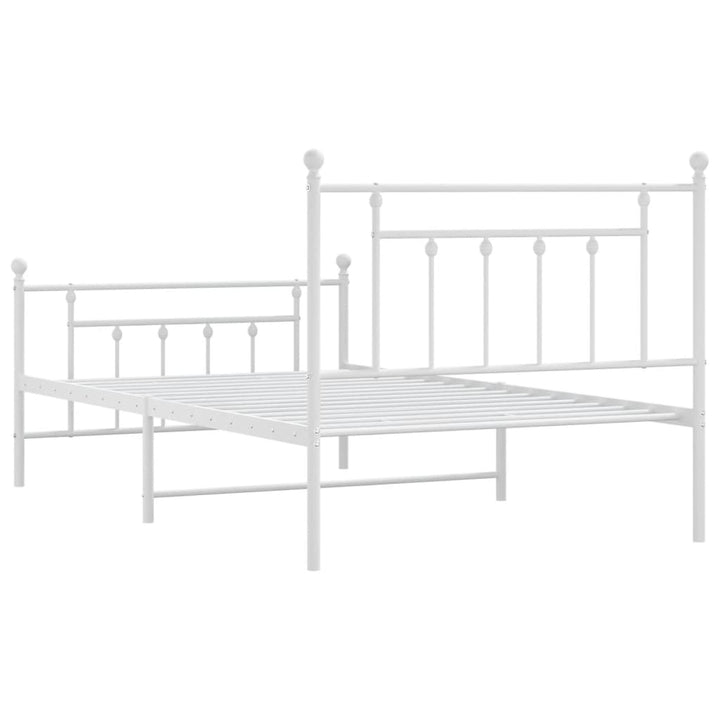 sengeramme med sengegavl og fodgærde 107x203 cm metal hvid