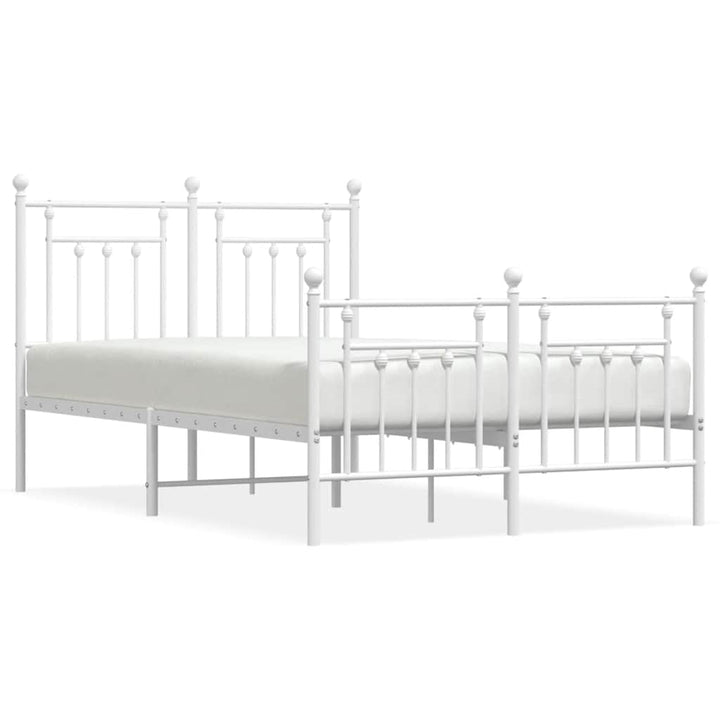 sengeramme med sengegavl og fodgærde 135x190 cm metal hvid