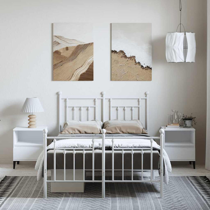 sengeramme med sengegavl og fodgærde 135x190 cm metal hvid
