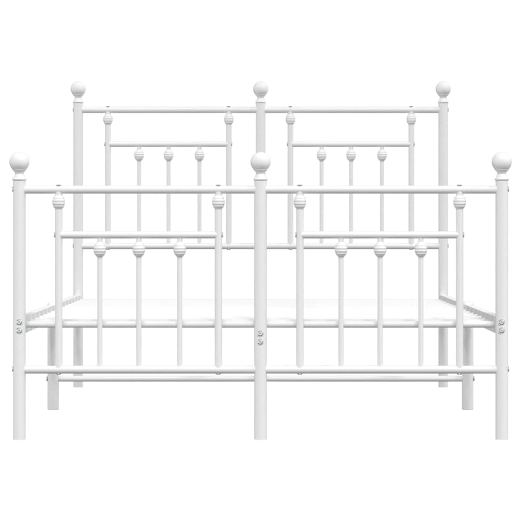 sengeramme med sengegavl og fodgærde 135x190 cm metal hvid