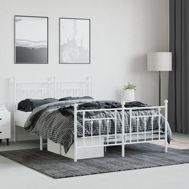 sengeramme med sengegavl og fodgærde 140x190 cm metal hvid