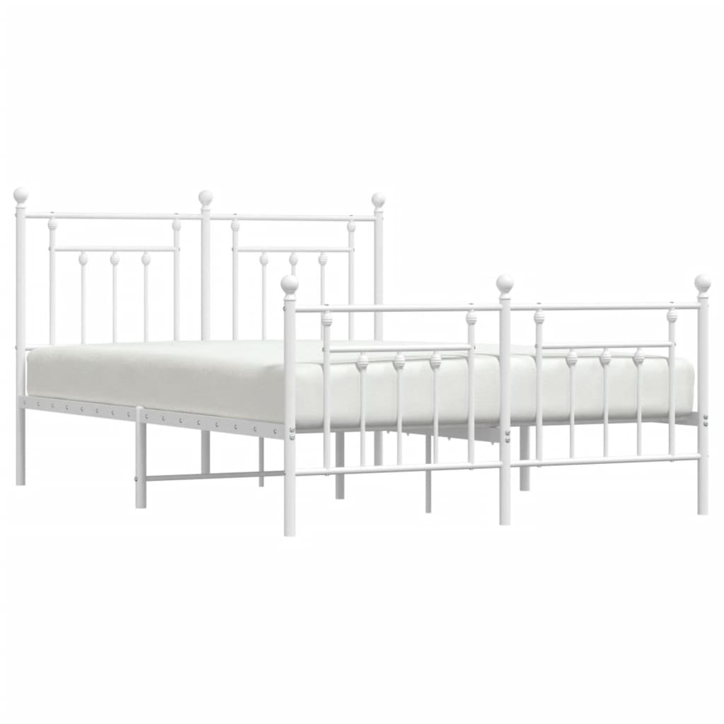 sengeramme med sengegavl og fodgærde 140x190 cm metal hvid