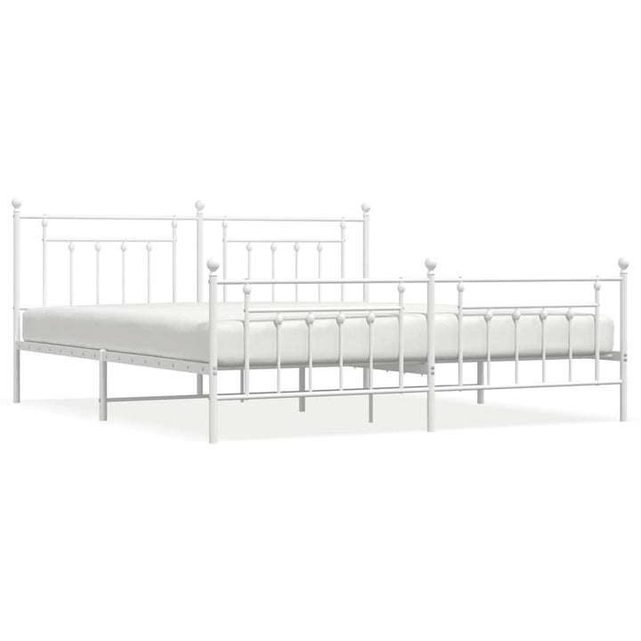 sengeramme med sengegavl og fodgærde 193x203 cm metal hvid