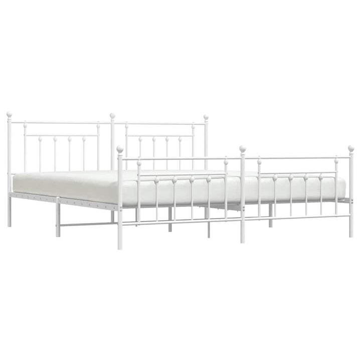 sengeramme med sengegavl og fodgærde 193x203 cm metal hvid