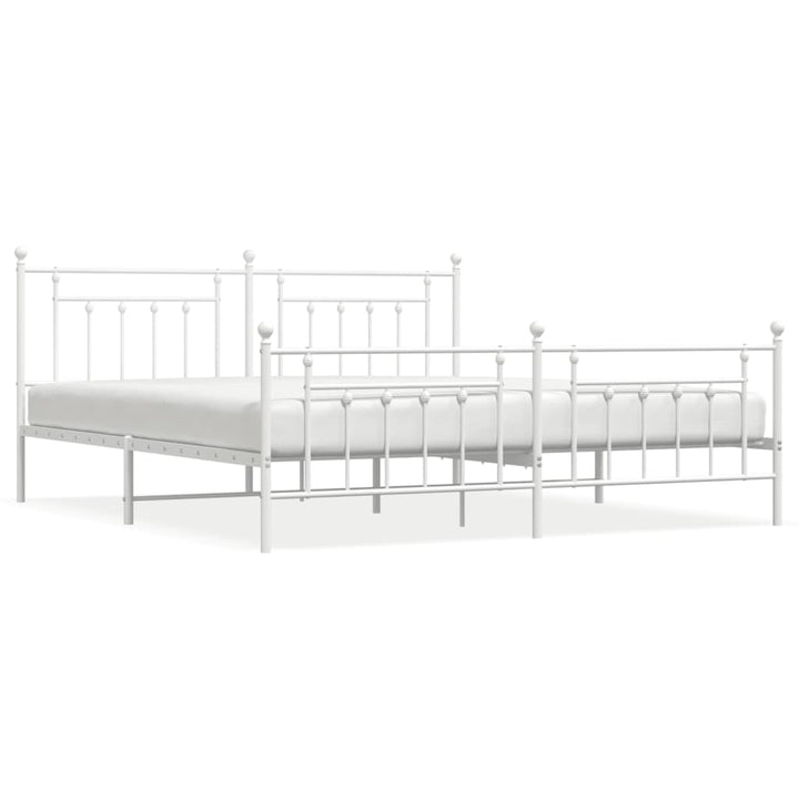 sengeramme med sengegavl og fodgærde 200x200 cm metal hvid