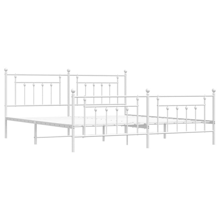 sengeramme med sengegavl og fodgærde 200x200 cm metal hvid