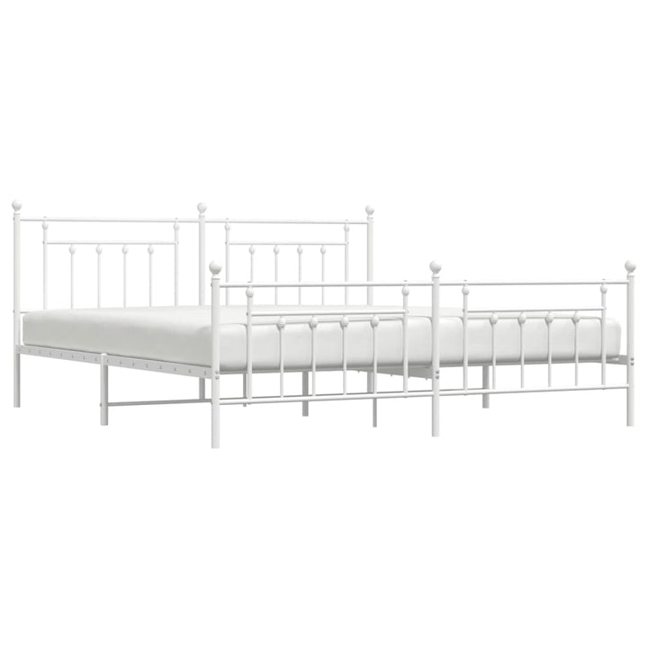 sengeramme med sengegavl og fodgærde 200x200 cm metal hvid