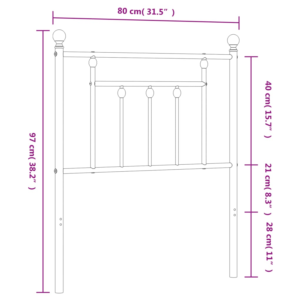 udskiftningsgavl 75 cm metal hvid