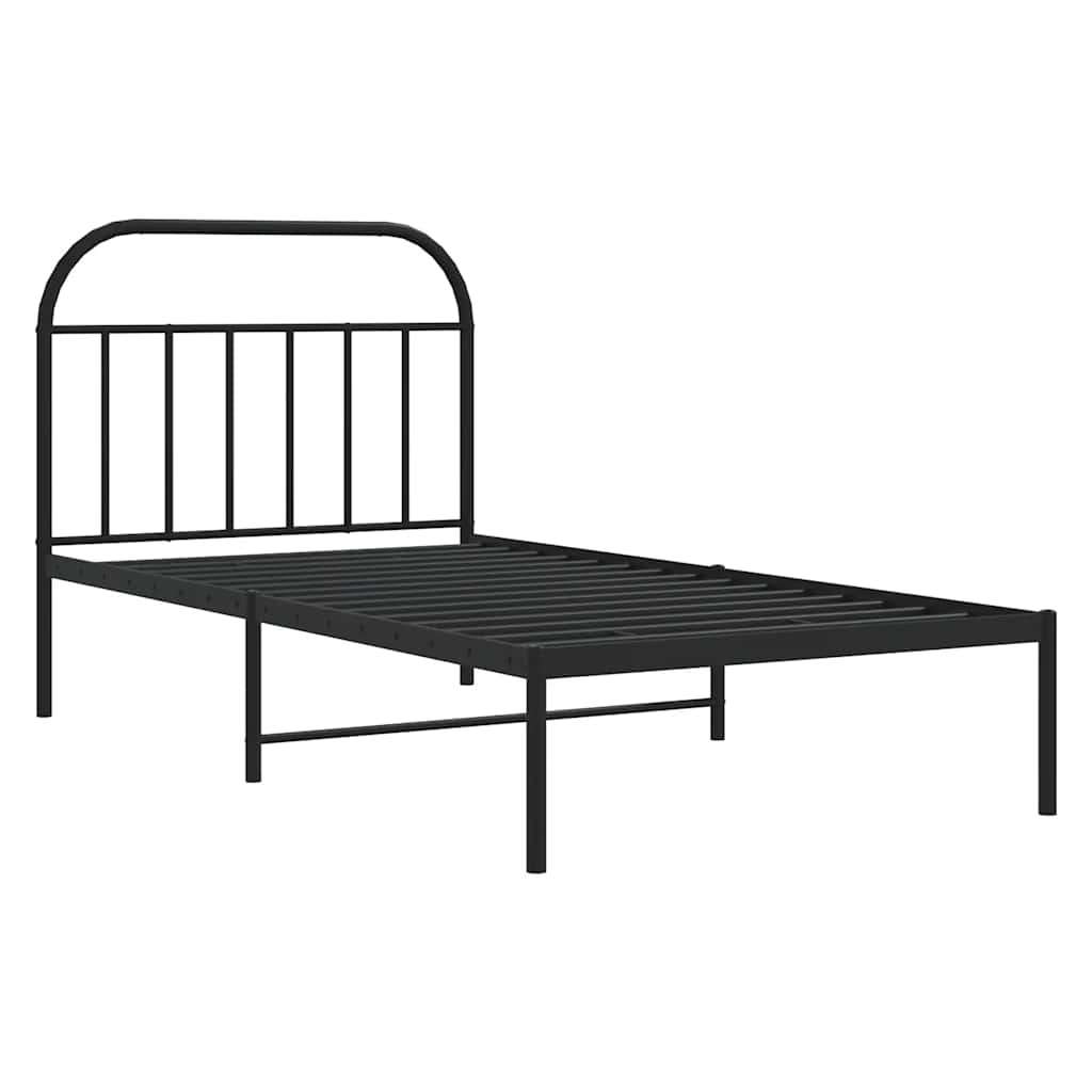 sengeramme med sengegavl 100x190 cm metal sort