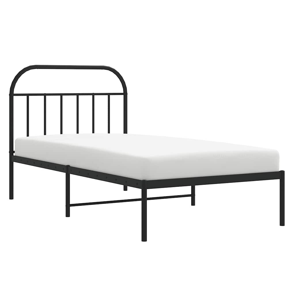 sengeramme med sengegavl 100x190 cm metal sort