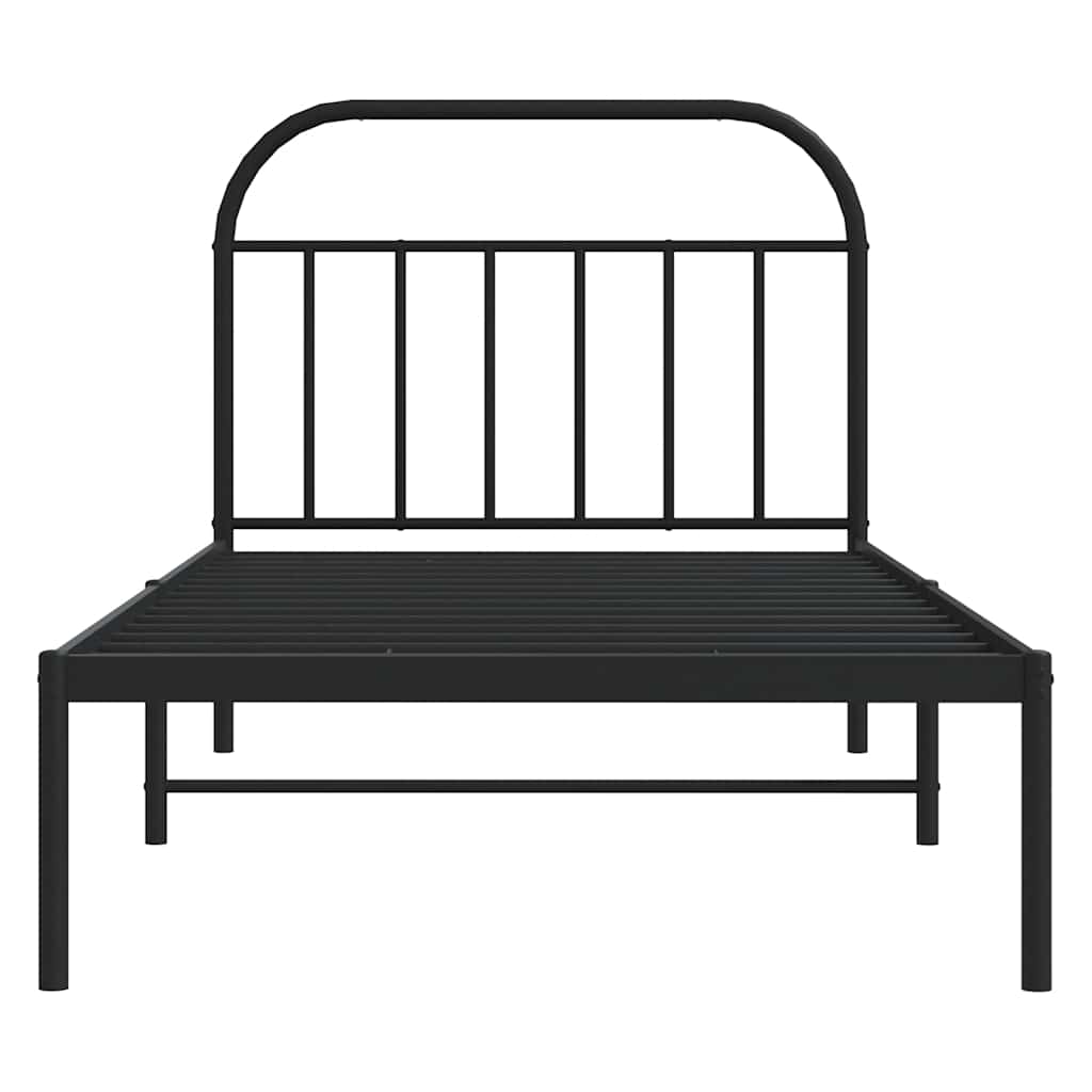 sengeramme med sengegavl 100x190 cm metal sort