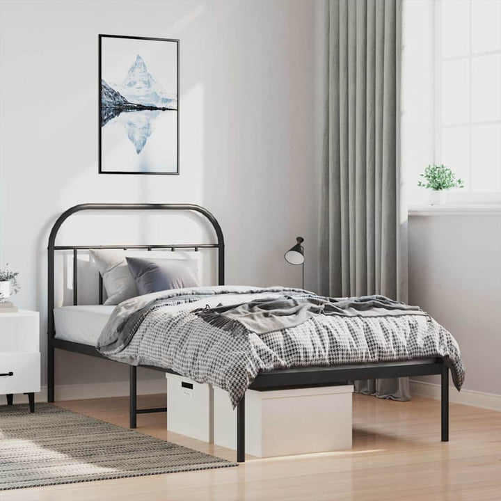 sengeramme med sengegavl 100x200 cm metal sort