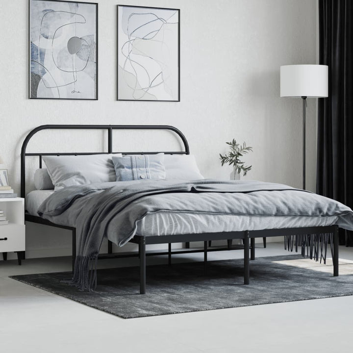 sengeramme med sengegavl 140x190 cm metal sort