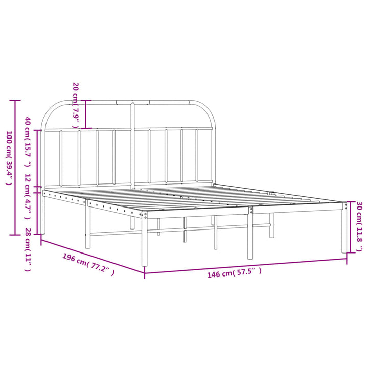 sengeramme med sengegavl 140x190 cm metal sort