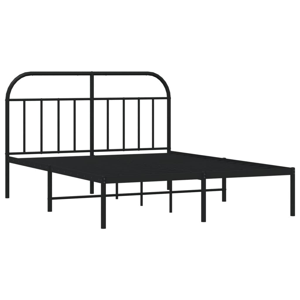 sengeramme med sengegavl 140x200 cm metal sort