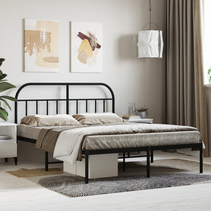 sengeramme med sengegavl 140x200 cm metal sort