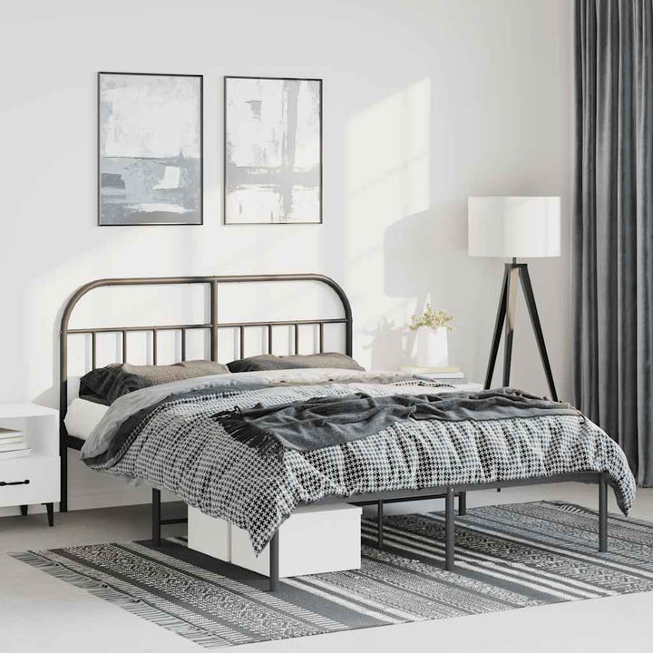 sengeramme med sengegavl 150x200 cm metal sort