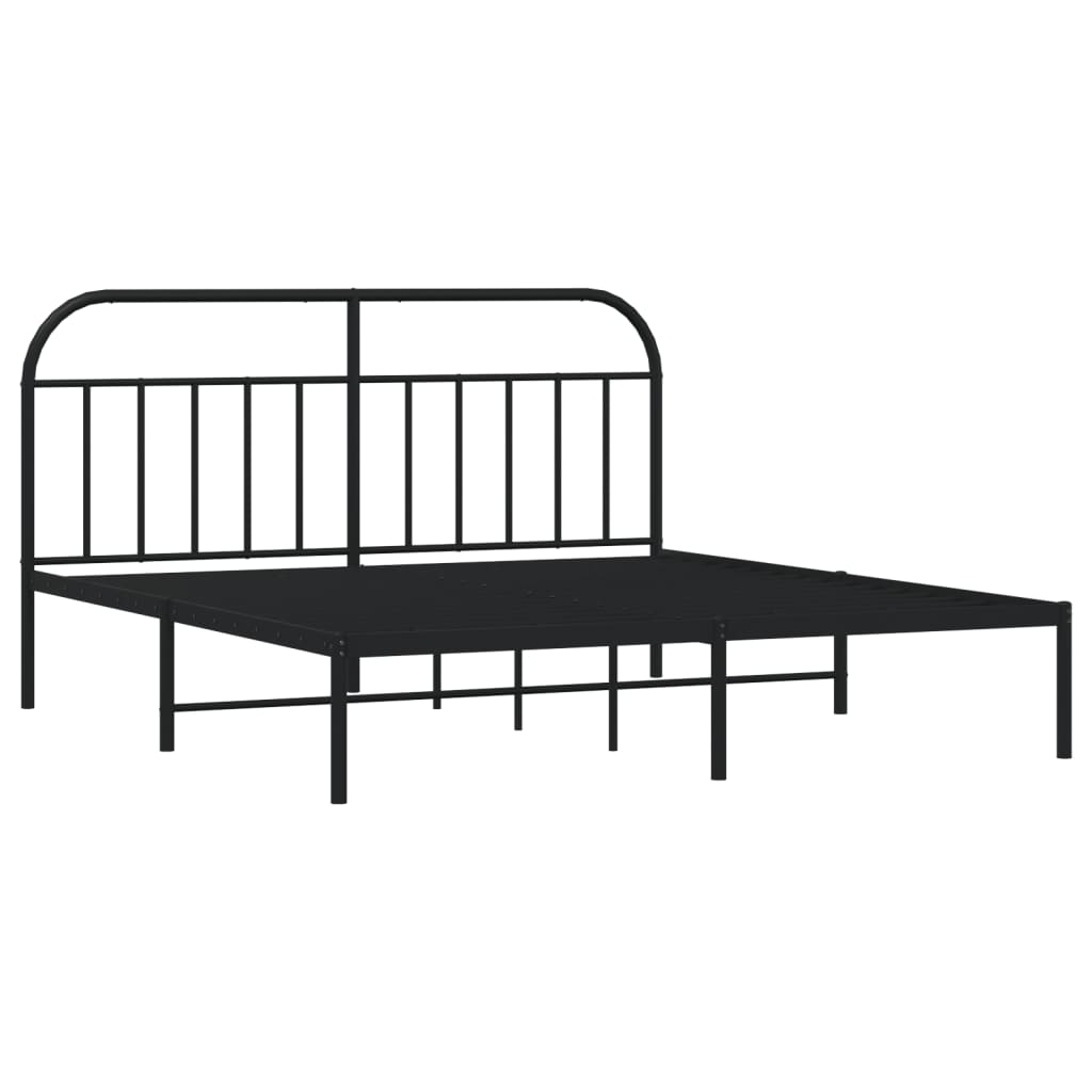 sengeramme med sengegavl 180x200 cm metal sort