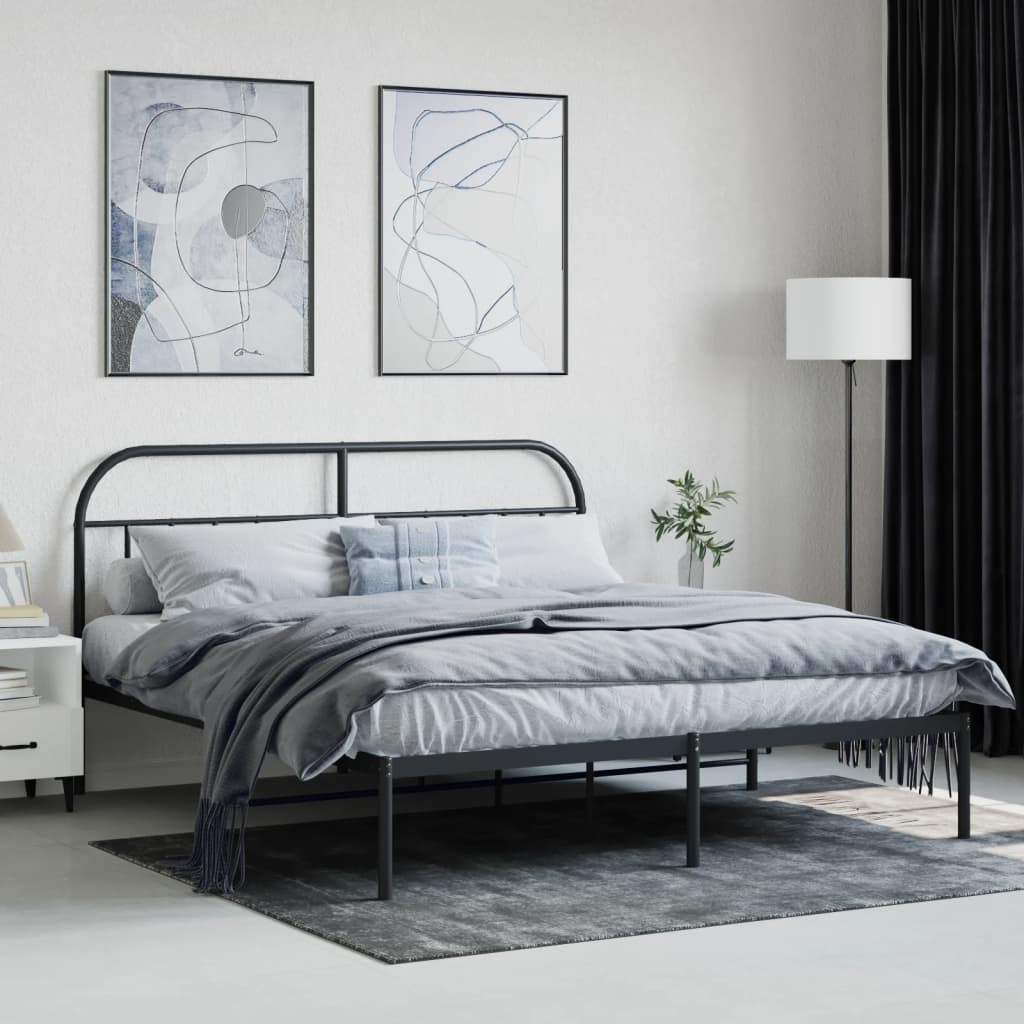 sengeramme med sengegavl 180x200 cm metal sort