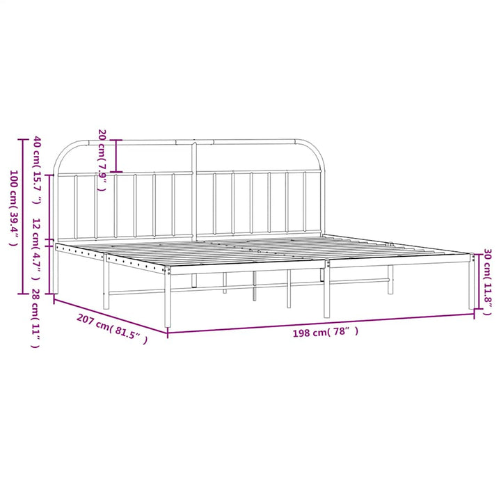 sengeramme med sengegavl 193x203 cm metal sort