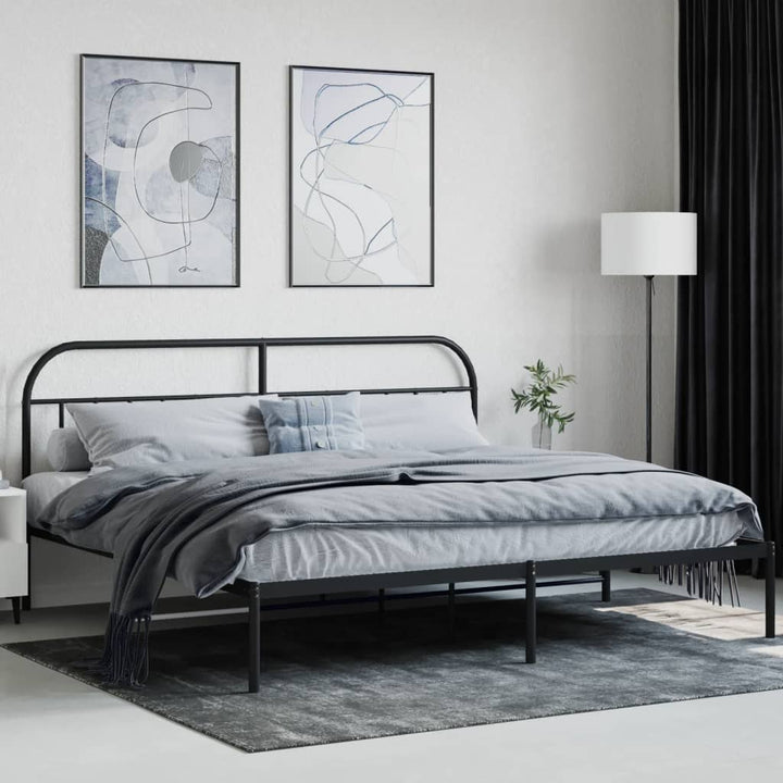 sengeramme med sengegavl 200x200 cm metal sort