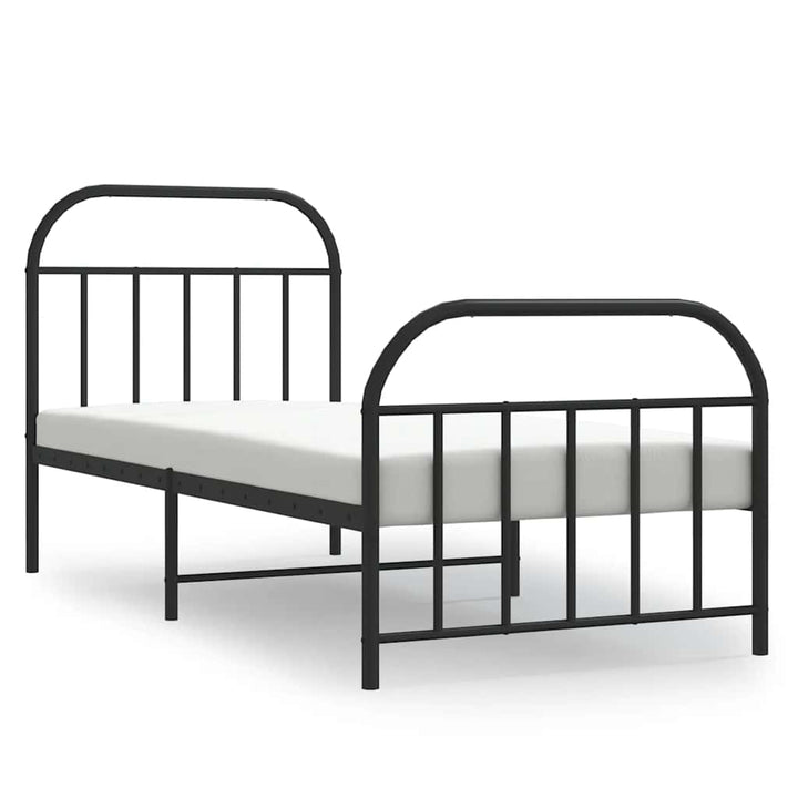 sengeramme med sengegavl og fodgærde 90x190 cm metal sort