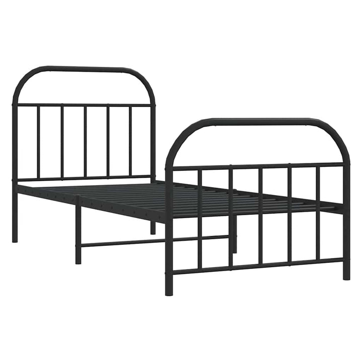 sengeramme med sengegavl og fodgærde 90x190 cm metal sort